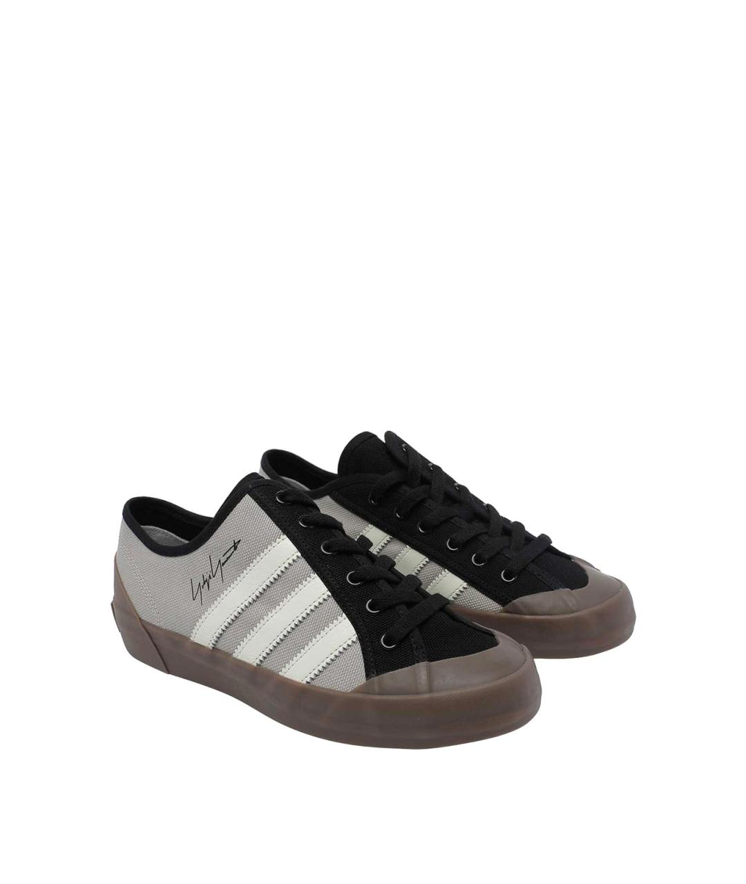 Y-3 Серые текстильные низкие кроссовки / кеды, фото 2