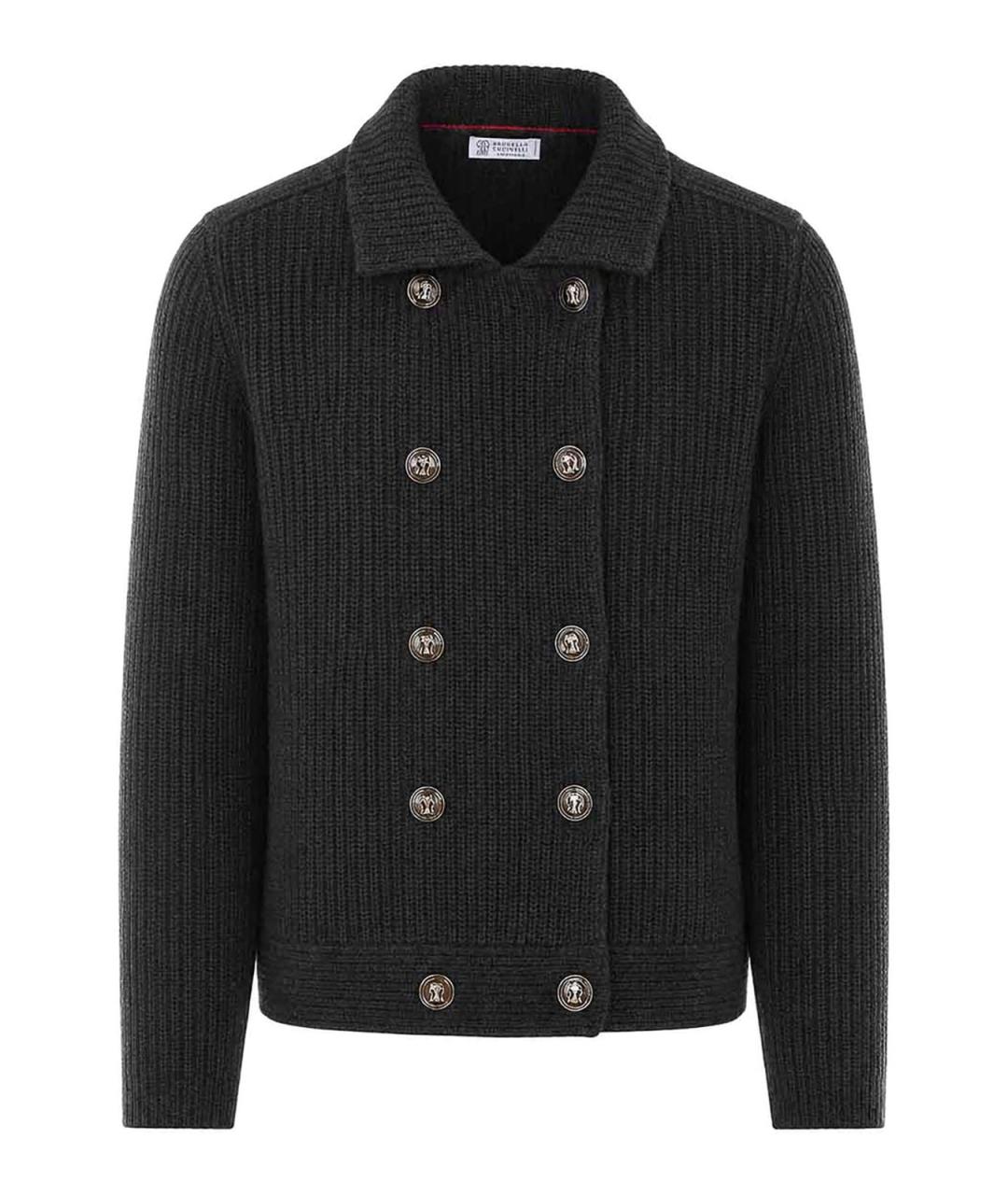 BRUNELLO CUCINELLI Антрацитовый кашемировый кардиган, фото 1