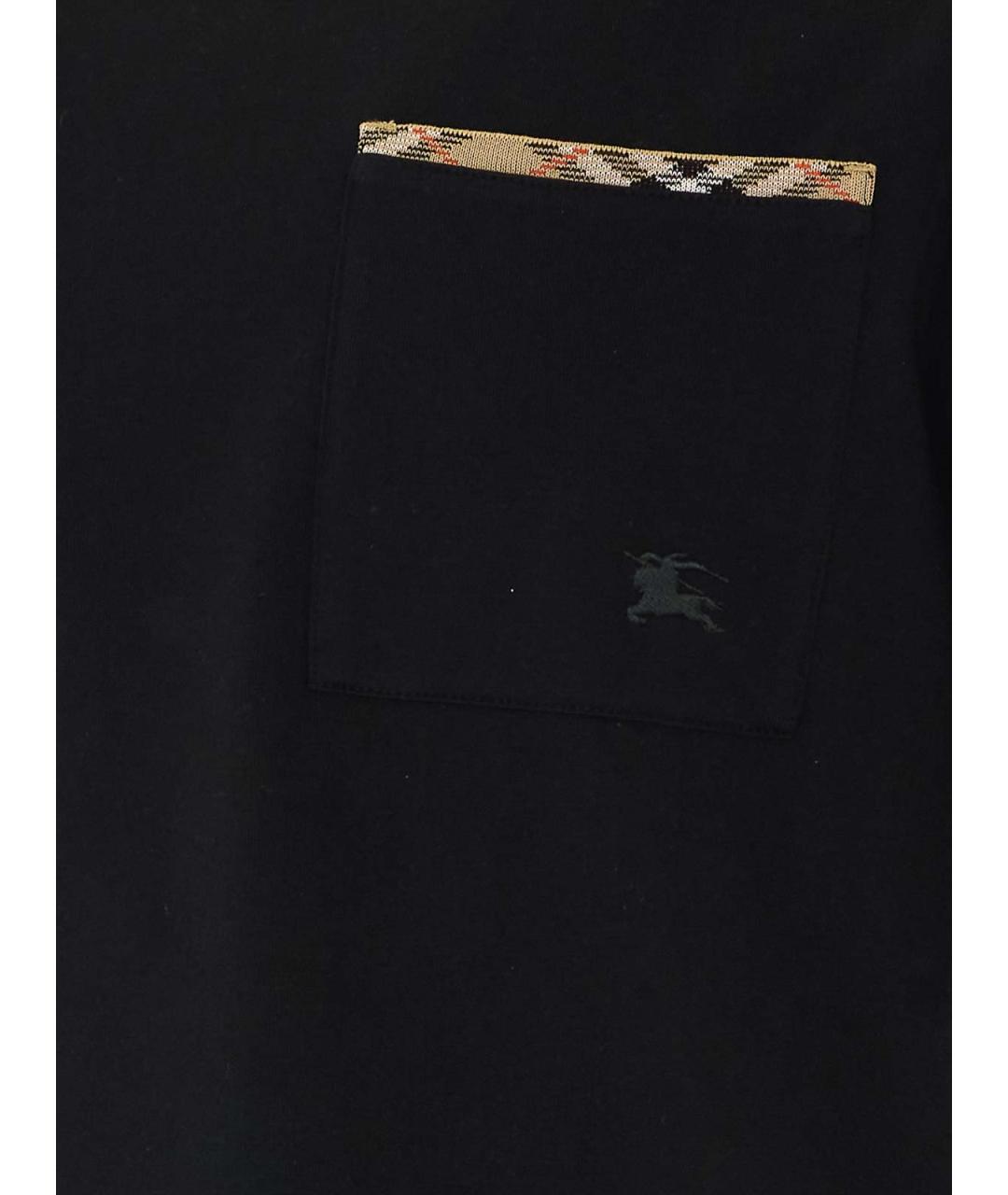 BURBERRY Черная хлопковая футболка, фото 3
