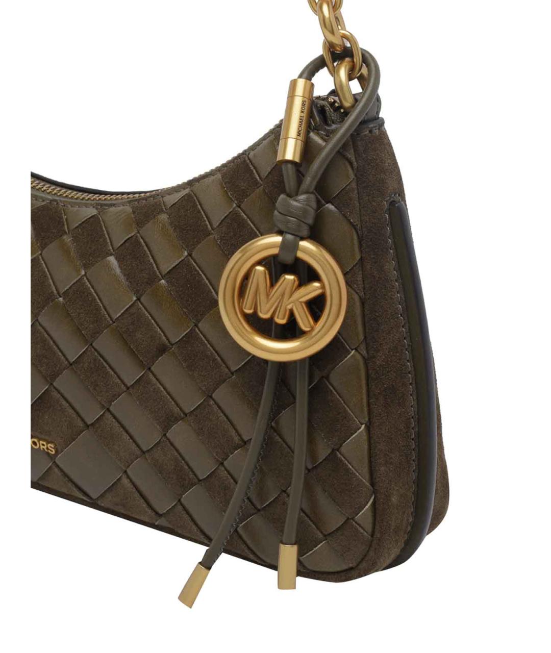MICHAEL MICHAEL KORS Хаки кожаная сумка через плечо, фото 4