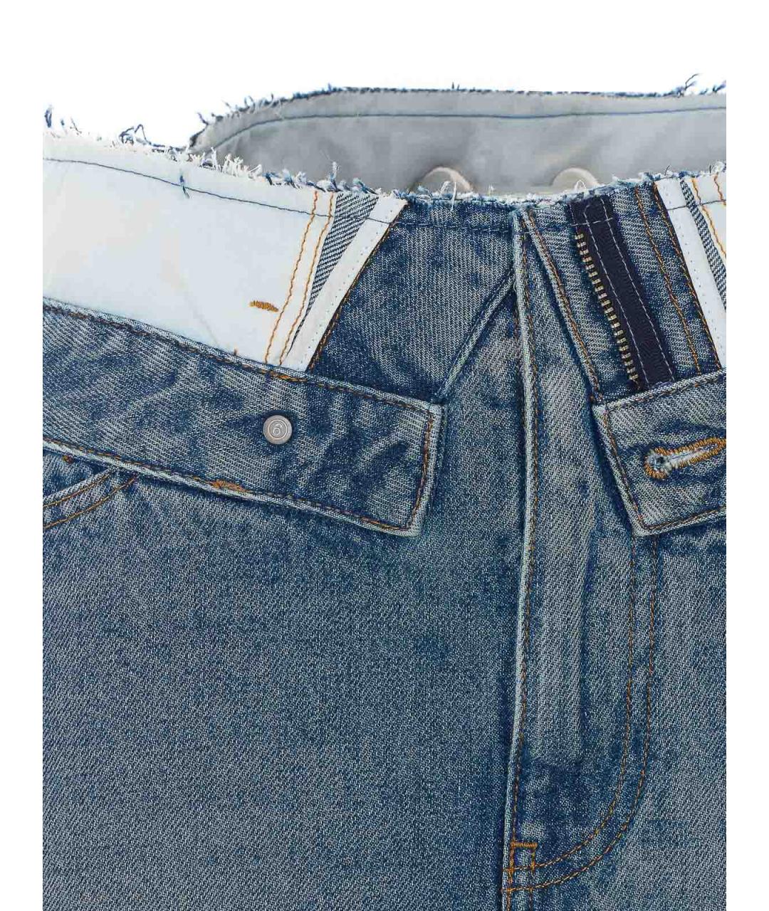 MM6 MAISON MARGIELA Голубая хлопковая юбка мини, фото 4