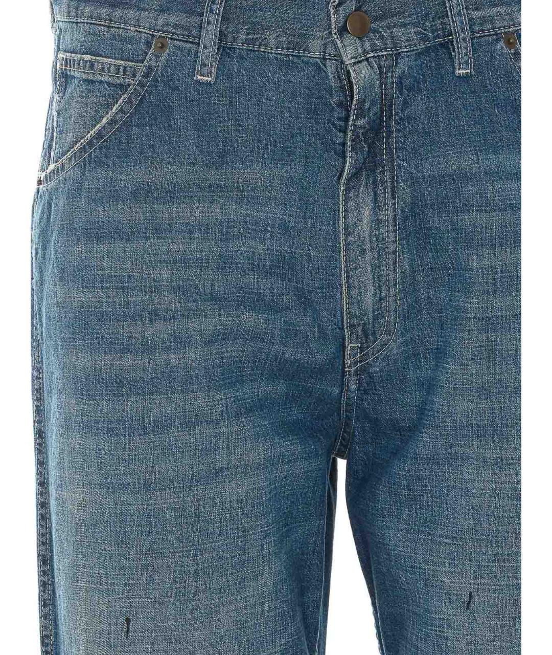 MAISON MARGIELA Синие хлопко-полиэстеровые прямые джинсы, фото 4