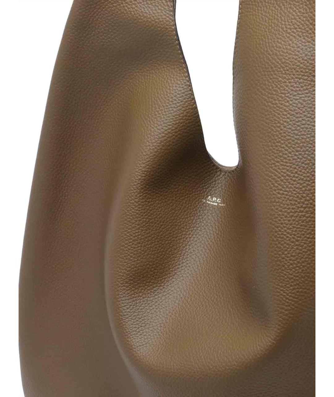 A.P.C. Хаки кожаная сумка через плечо, фото 4