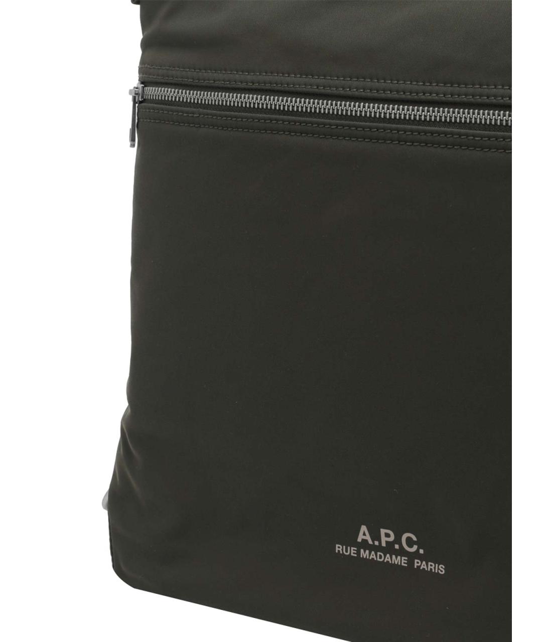 A.P.C. Зеленая тканевая сумка на плечо, фото 4
