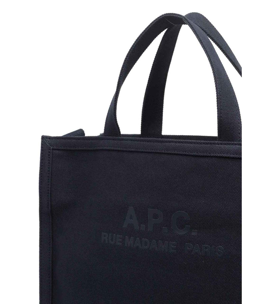 A.P.C. Темно-синяя хлопковая сумка тоут, фото 4