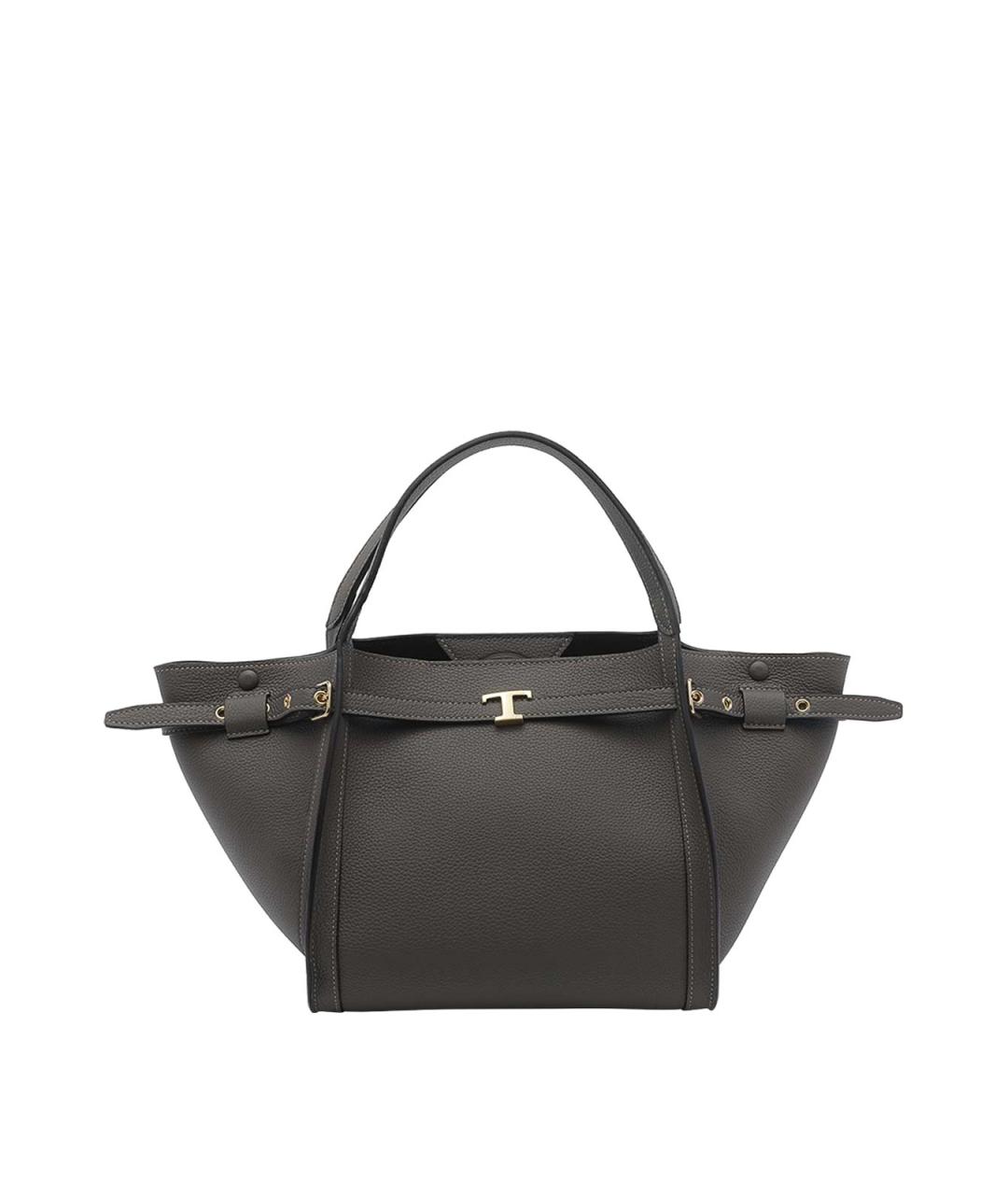 TOD'S Антрацитовая кожаная сумка тоут, фото 1