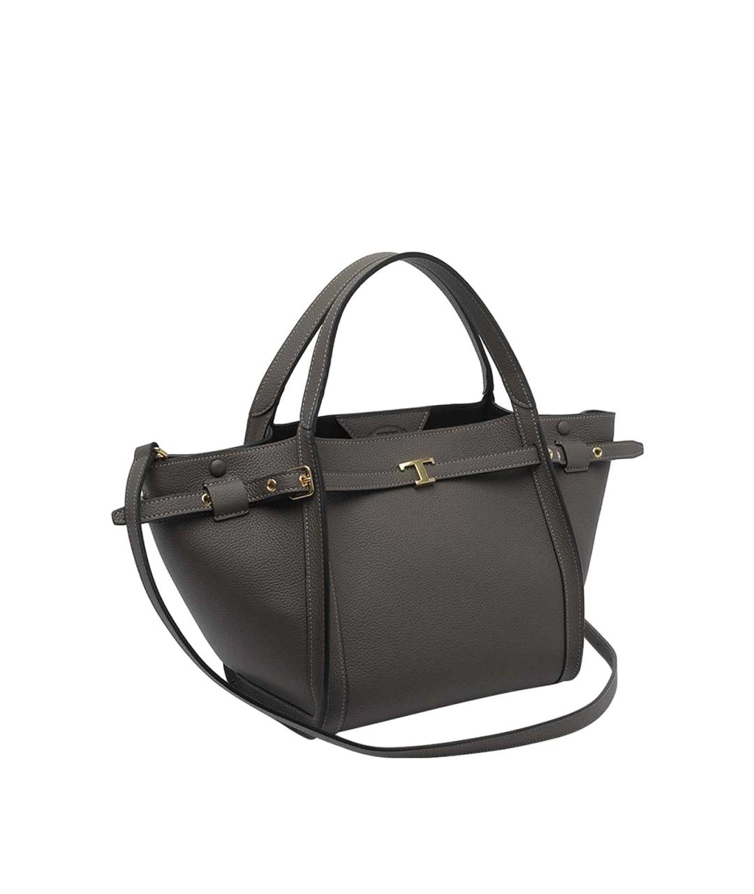 TOD'S Антрацитовая кожаная сумка тоут, фото 2