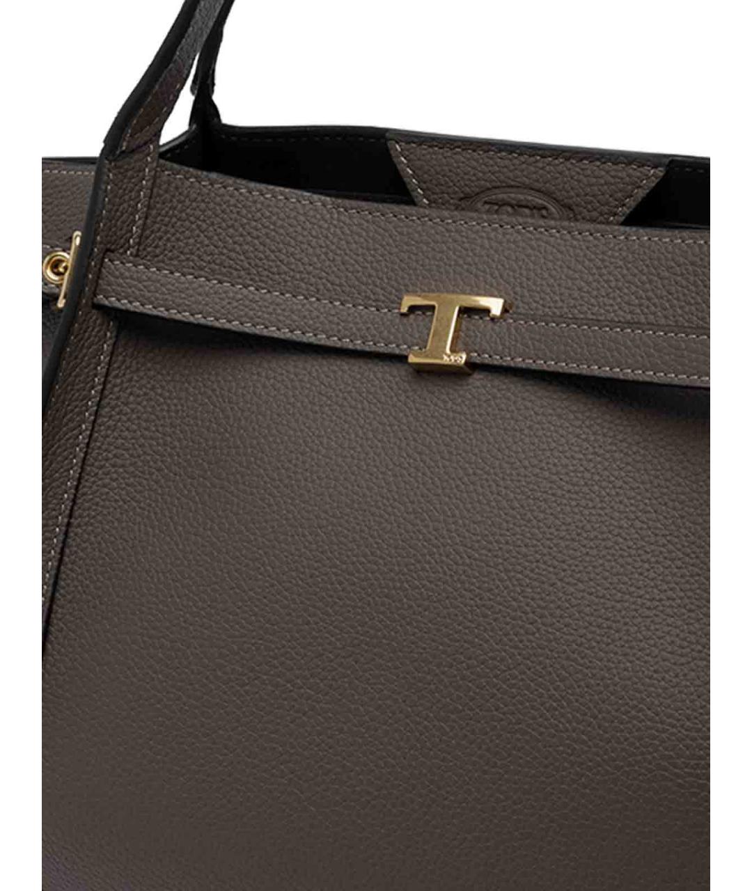 TOD'S Антрацитовая кожаная сумка тоут, фото 4