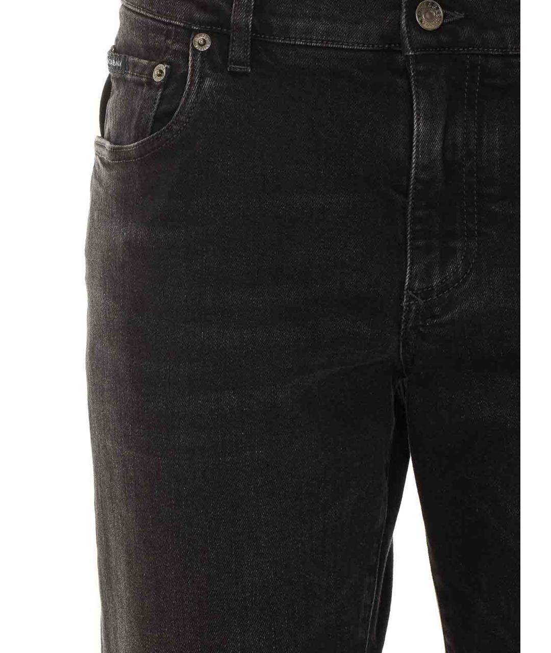 DOLCE&GABBANA Черные хлопковые прямые джинсы, фото 4