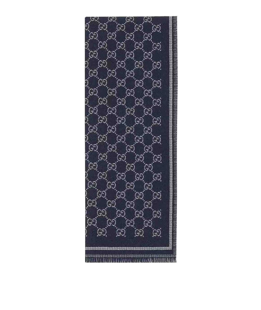 GUCCI Темно-синий шерстяной шарф, фото 1