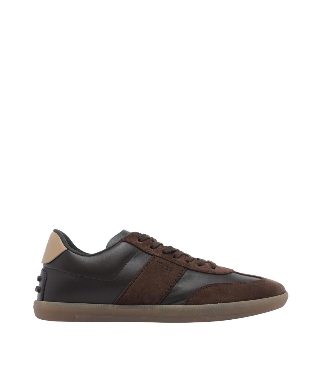 TOD'S Коричневые замшевые низкие кроссовки / кеды, фото 1
