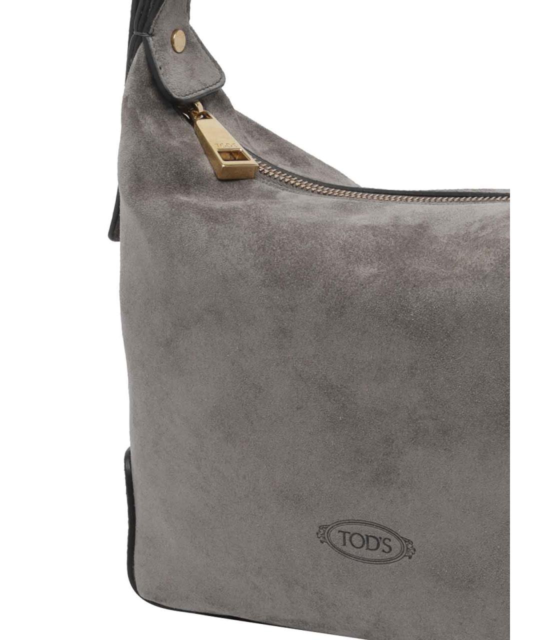 TOD'S Серая замшевая сумка через плечо, фото 4
