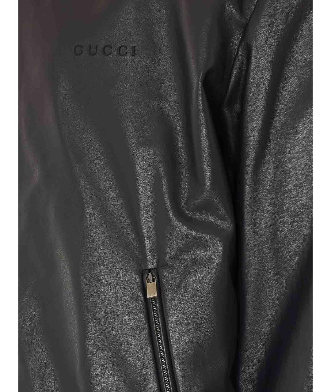 GUCCI Антрацитовая кожаная куртка, фото 3