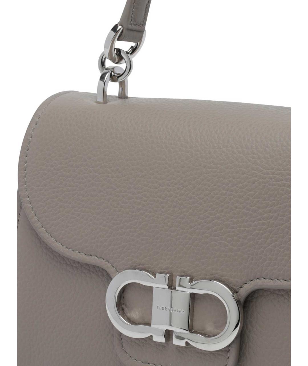 FERRAGAMO Серая кожаная сумка тоут, фото 4