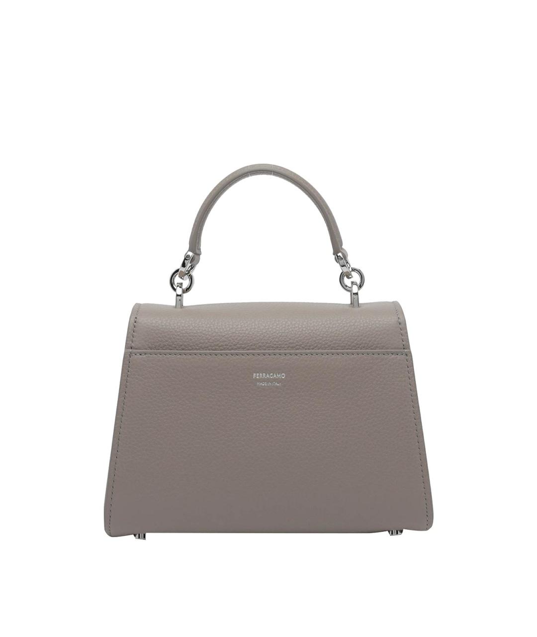 FERRAGAMO Серая кожаная сумка тоут, фото 3