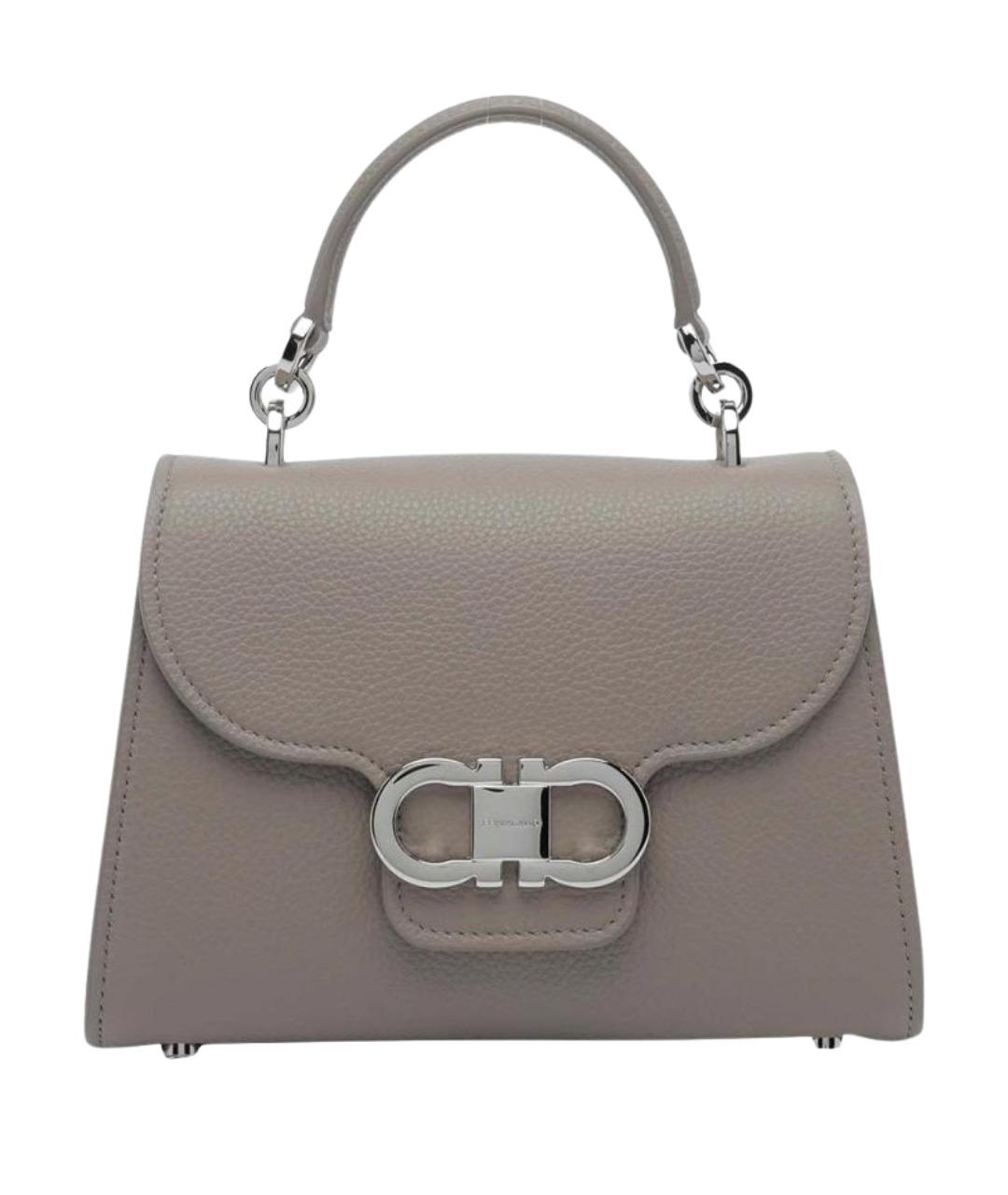 FERRAGAMO Серая кожаная сумка тоут, фото 1