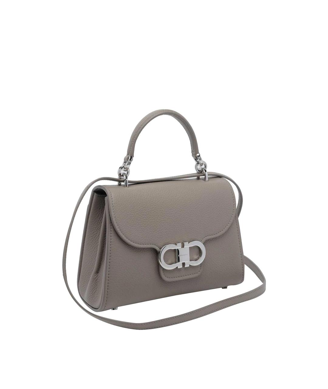 FERRAGAMO Серая кожаная сумка тоут, фото 2
