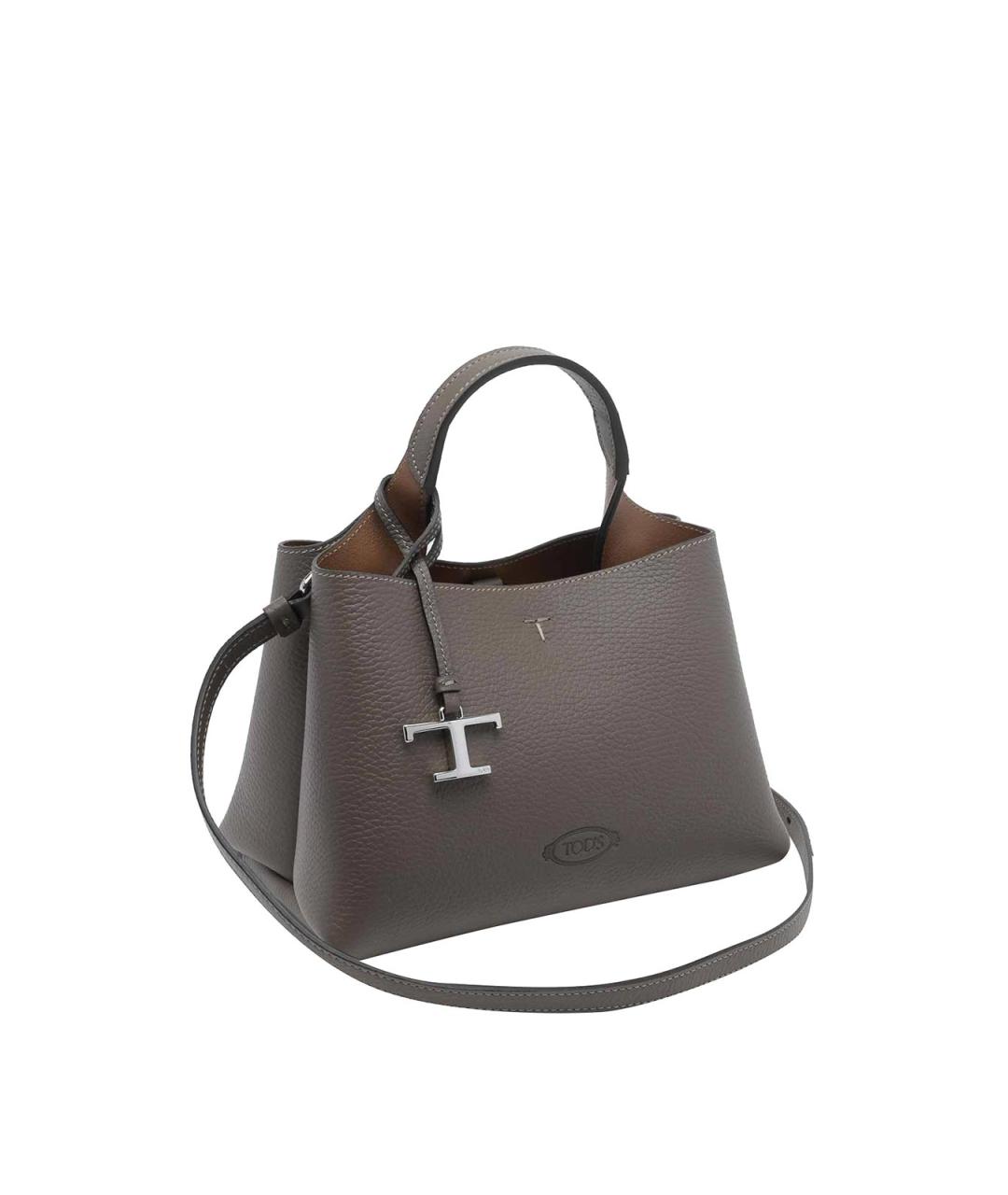 TOD'S Хаки кожаная сумка тоут, фото 2