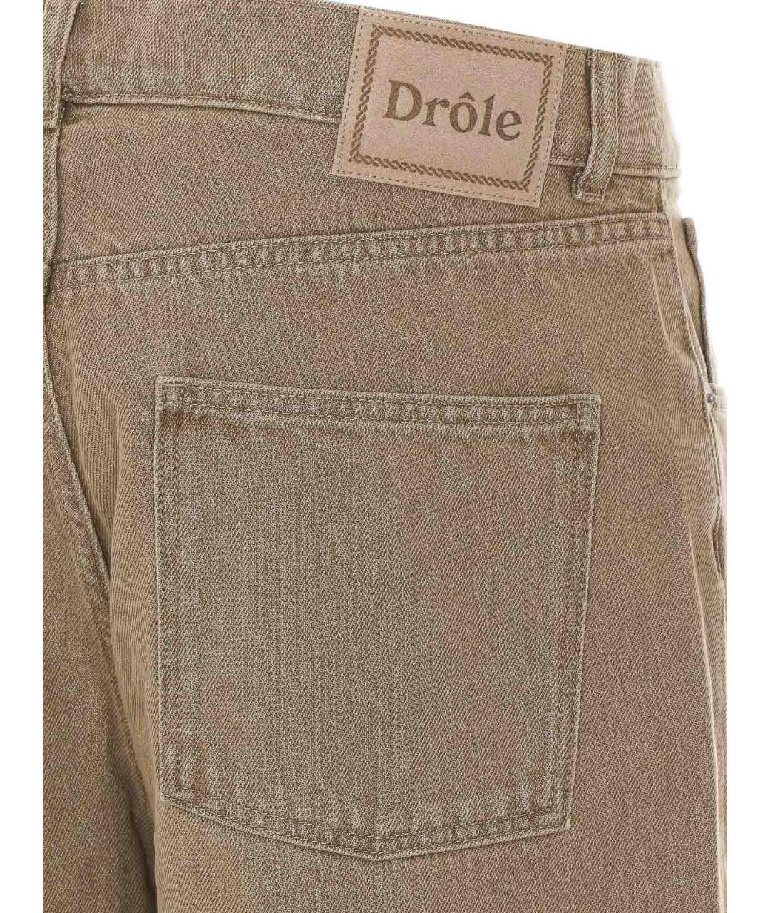 Drole de Monsieur Бежевые хлопковые прямые джинсы, фото 3