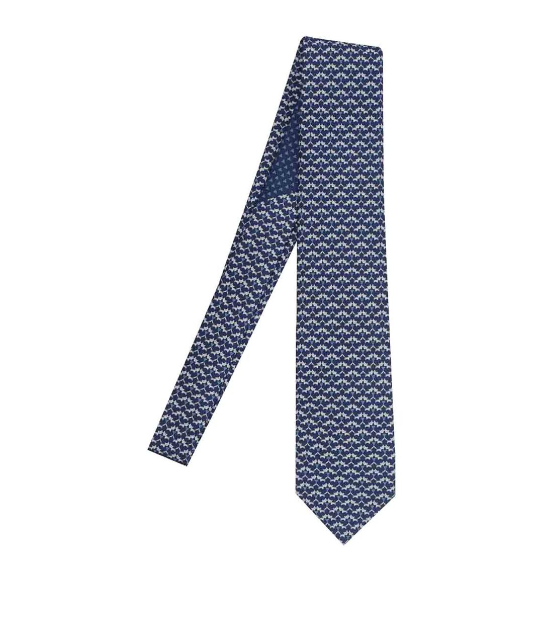 FERRAGAMO Синий шелковый галстук, фото 1
