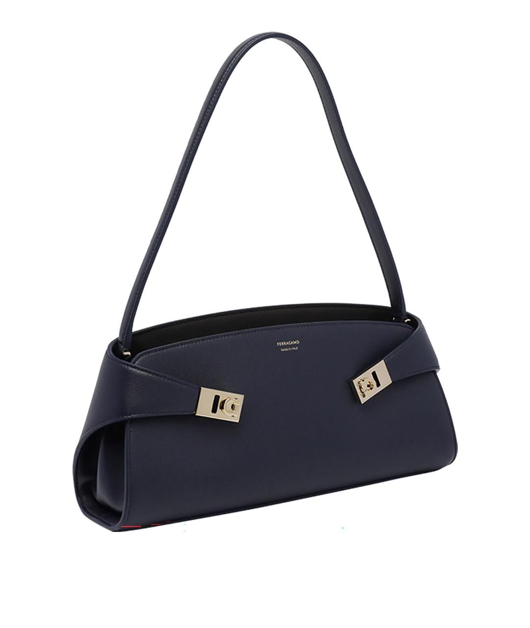 FERRAGAMO Темно-синяя кожаная сумка через плечо, фото 2