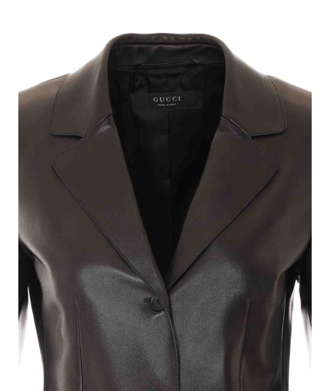 GUCCI Черное кожаное пальто, фото 4