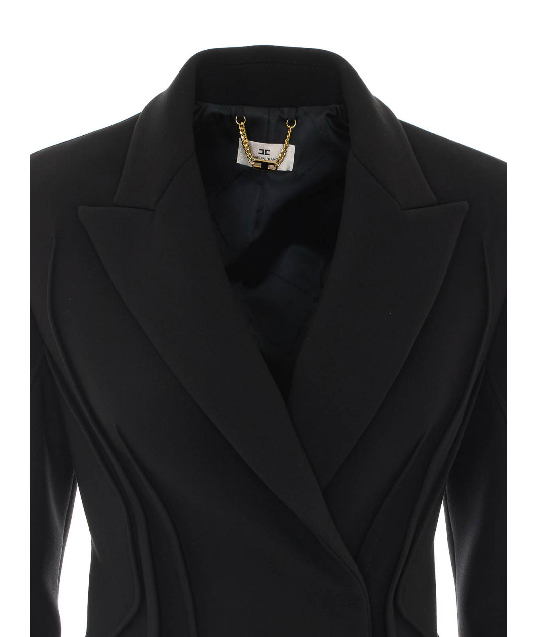 ELISABETTA FRANCHI Черное креповое пальто, фото 4