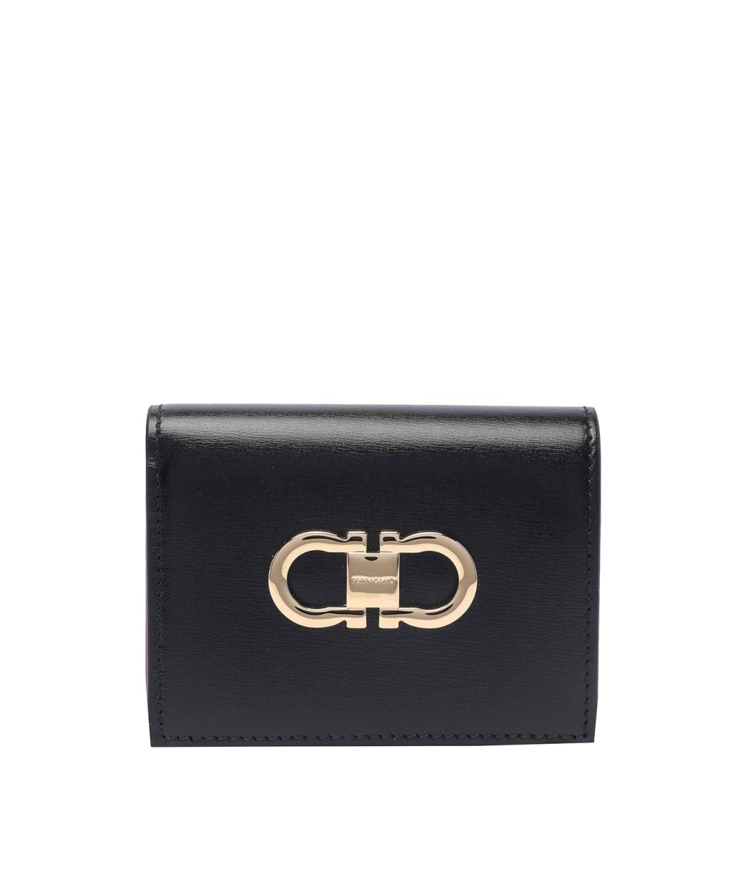 FERRAGAMO Черный кожаный кошелек, фото 1