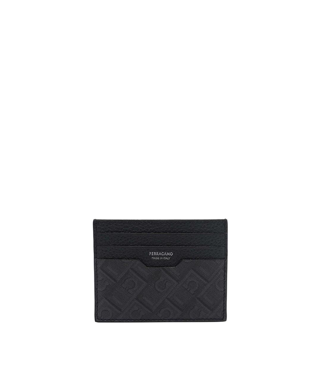 FERRAGAMO Черный кожаный кардхолдер, фото 1