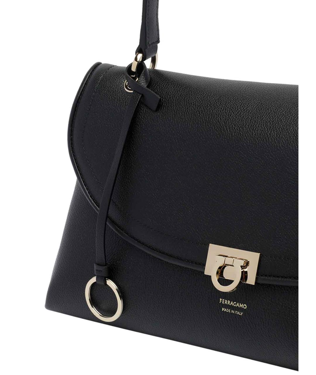 FERRAGAMO Черная кожаная сумка через плечо, фото 4
