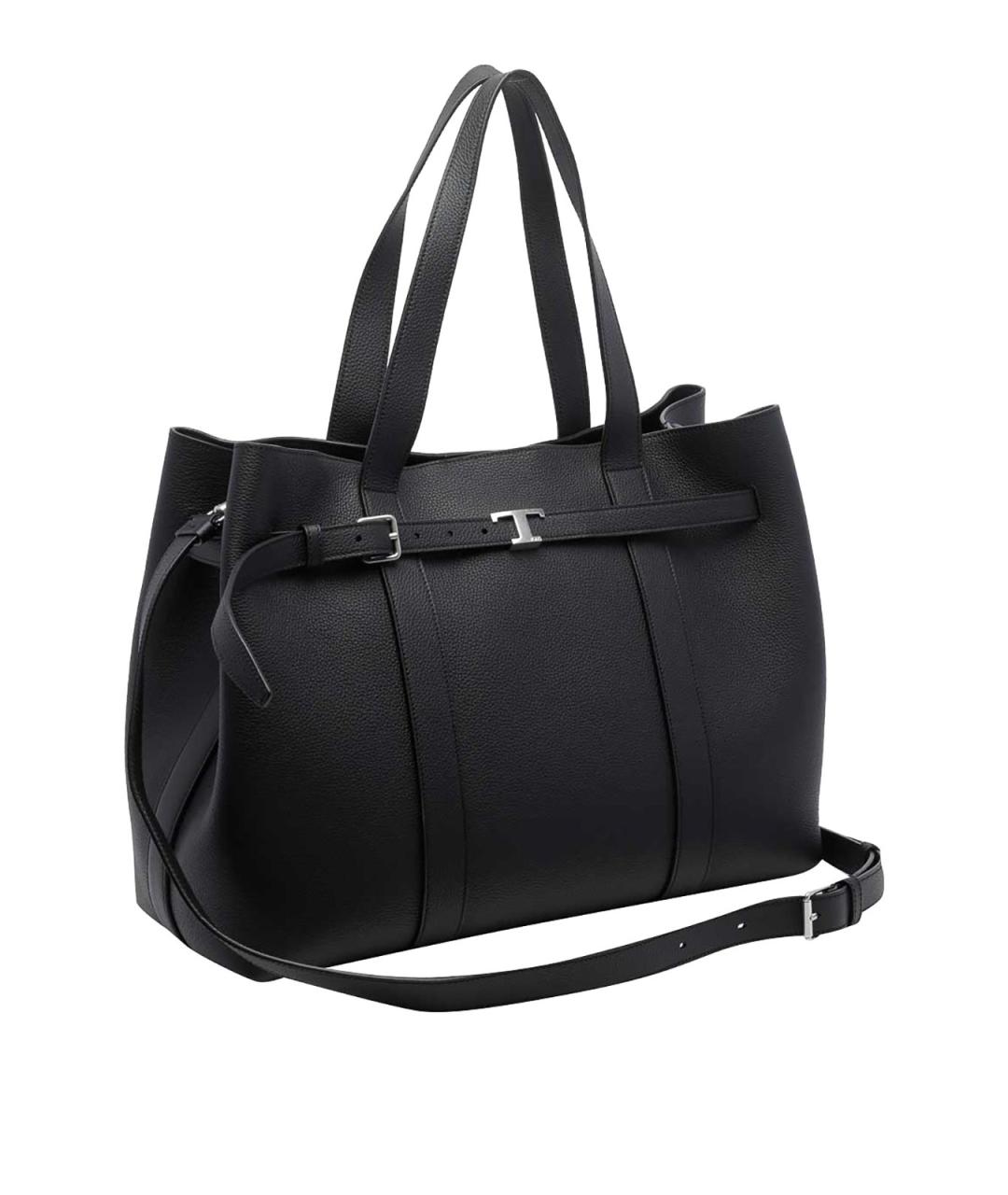 TOD'S Черная кожаная сумка тоут, фото 2