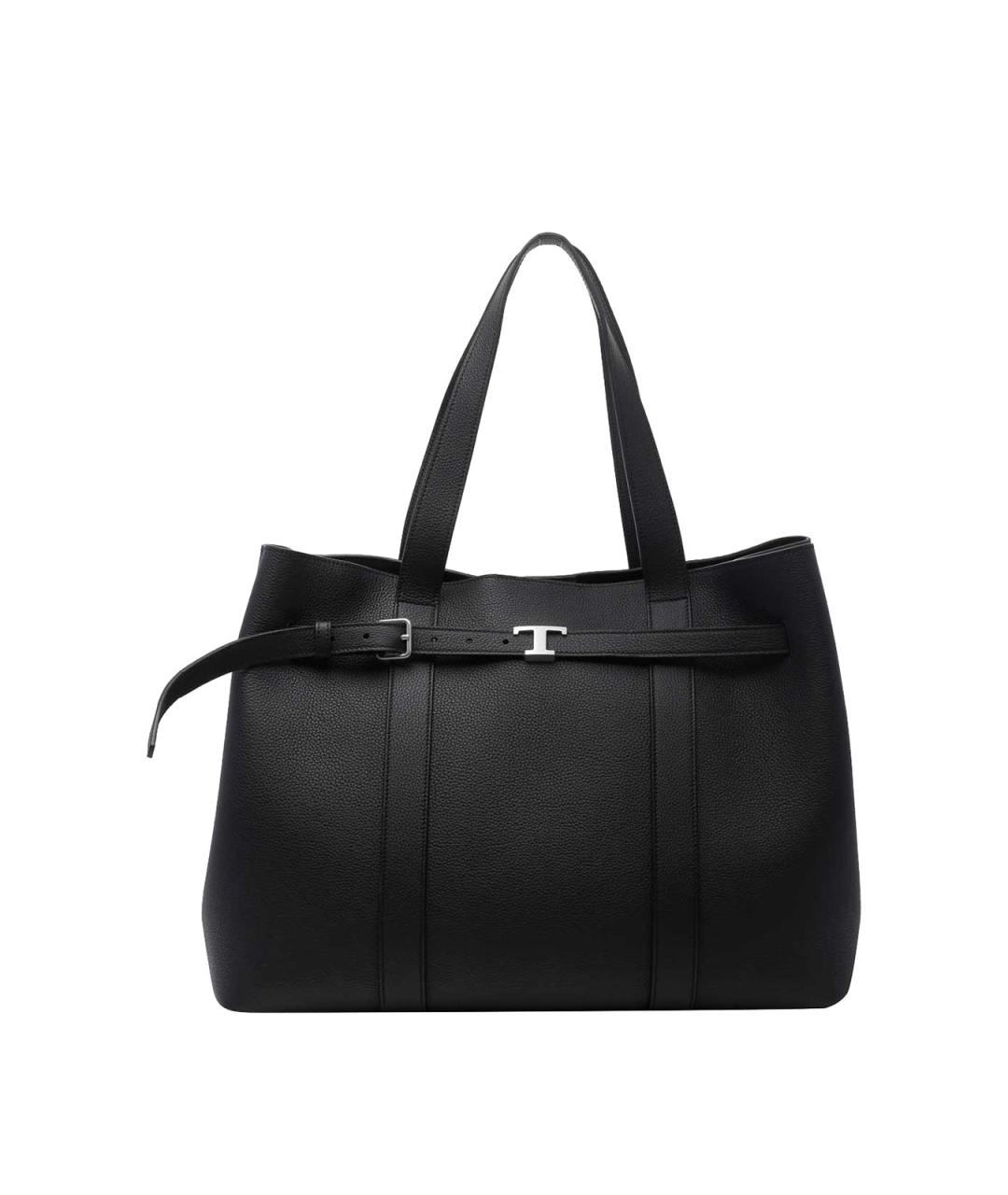TOD'S Черная кожаная сумка тоут, фото 1