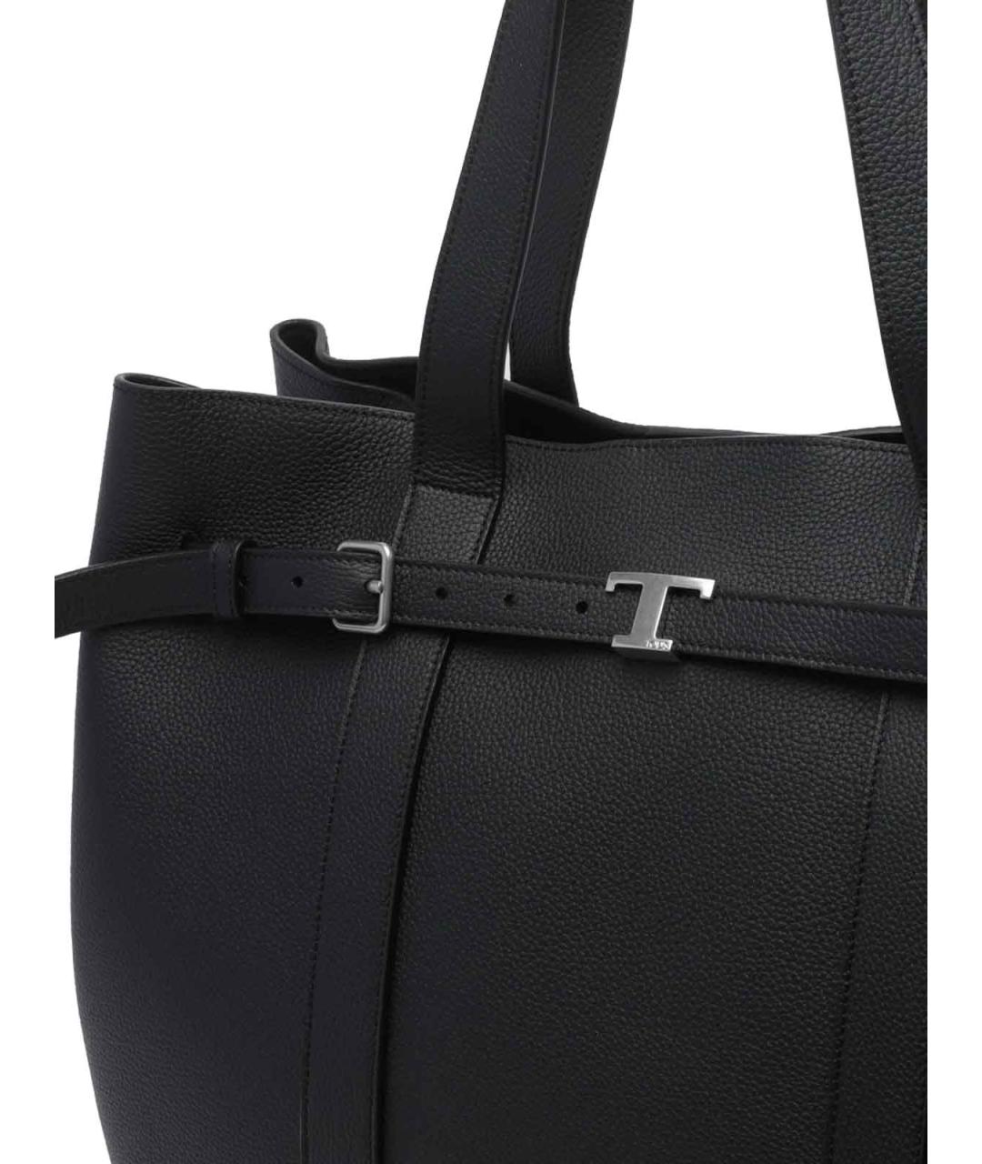 TOD'S Черная кожаная сумка тоут, фото 4