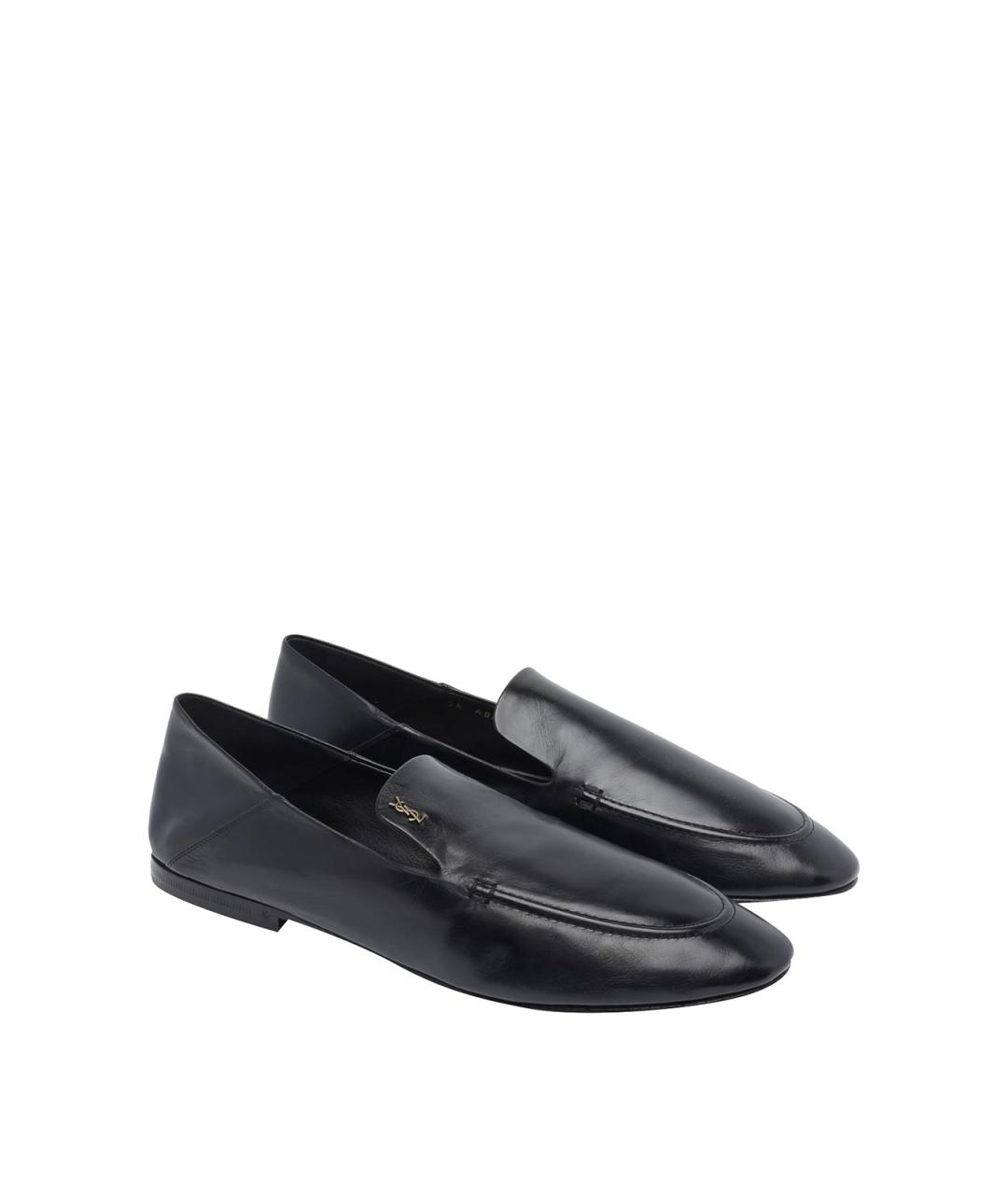 SAINT LAURENT Черные кожаные лоферы, фото 2