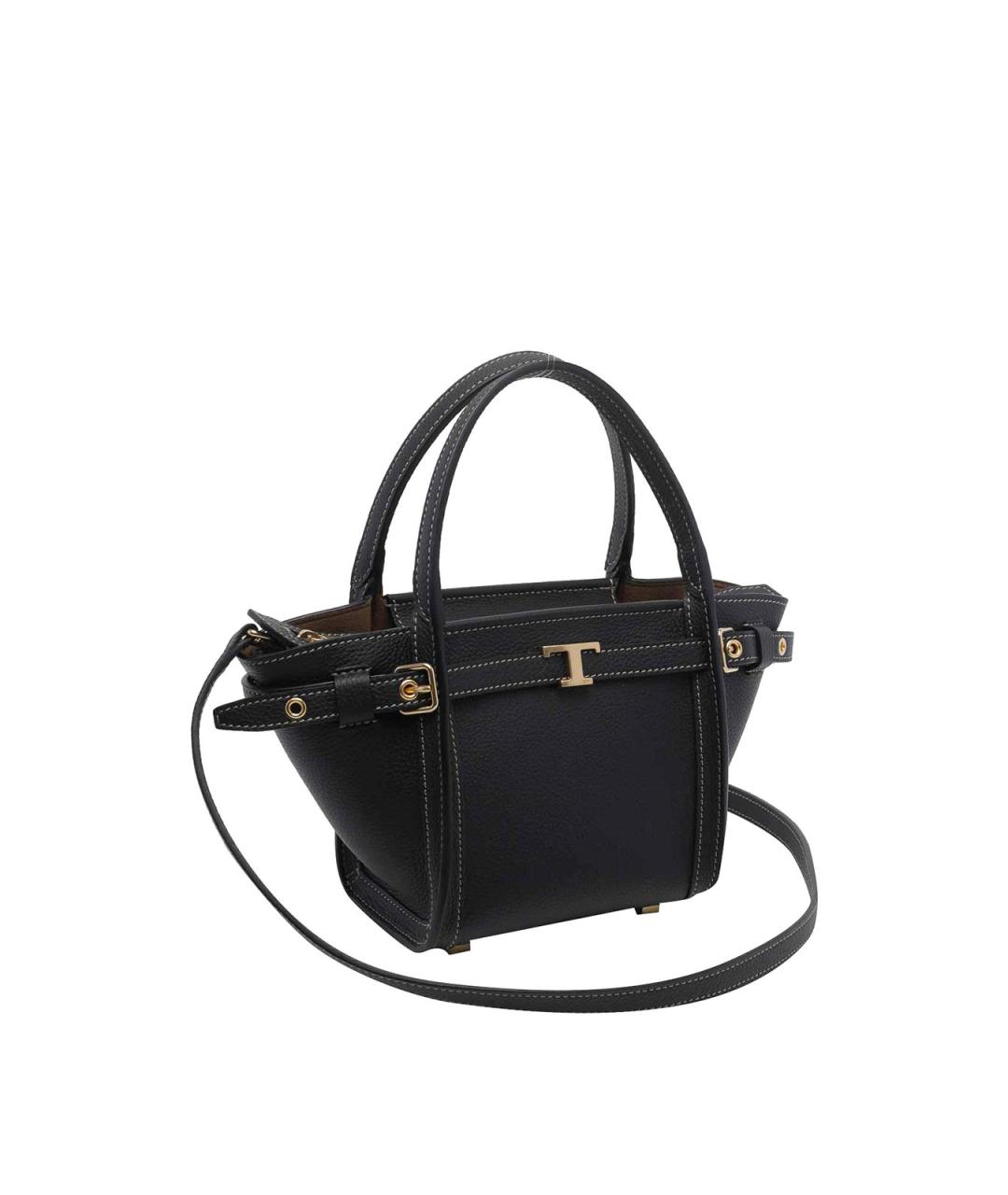 TOD'S Черная кожаная сумка тоут, фото 2