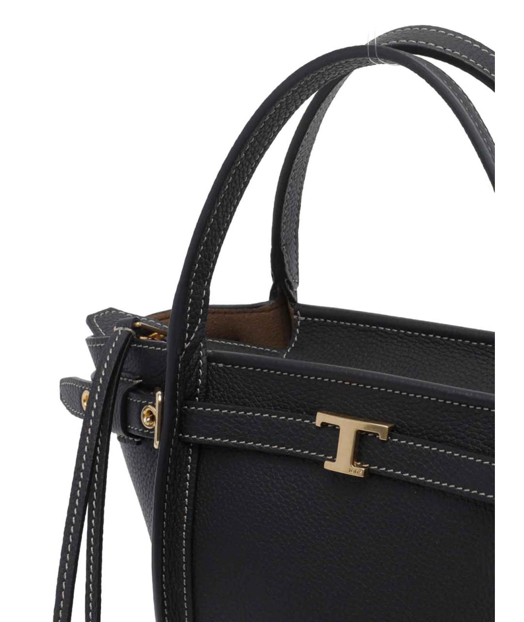 TOD'S Черная кожаная сумка тоут, фото 4