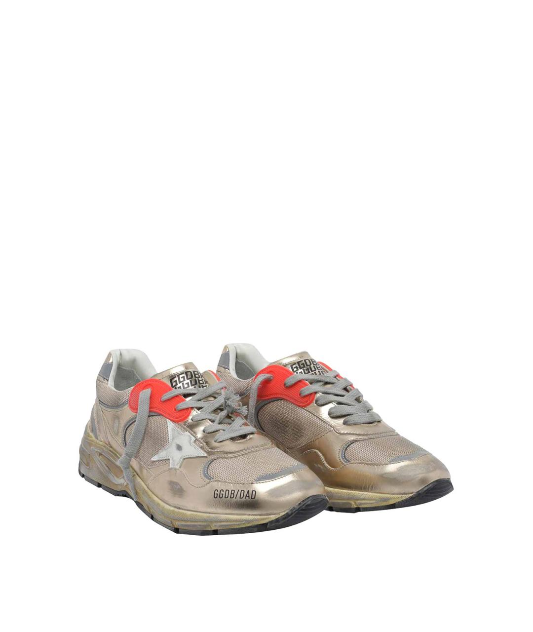GOLDEN GOOSE Золотые кожаные низкие кроссовки / кеды, фото 2