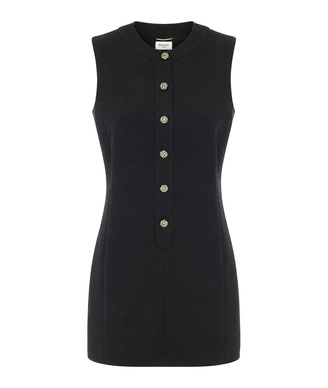 SAINT LAURENT Черное шелковое повседневное платье, фото 1