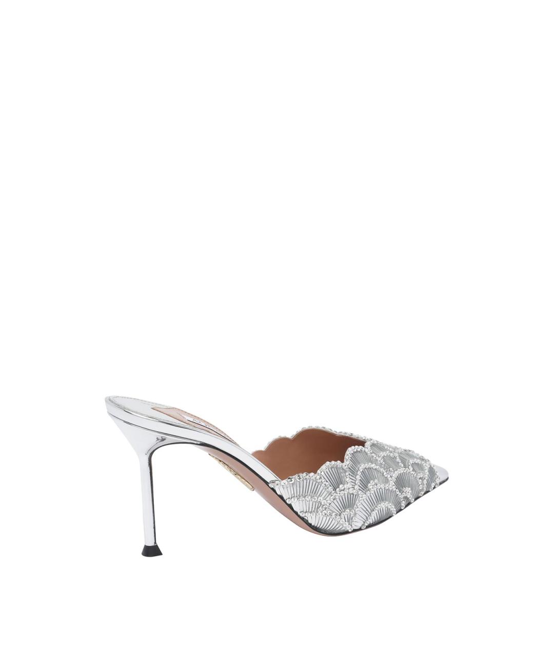 AQUAZZURA Серебряные мюли, фото 3