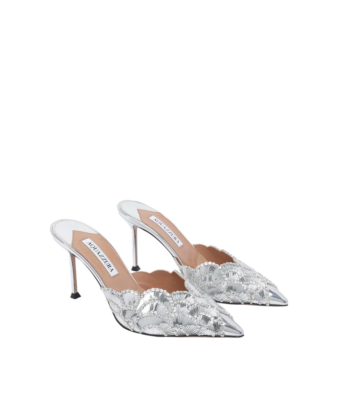 AQUAZZURA Серебряные мюли, фото 2