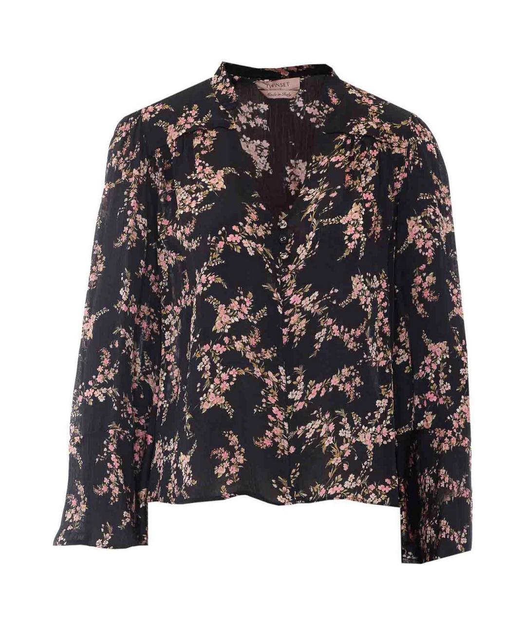 TWIN-SET Черная вискозная рубашка, фото 1