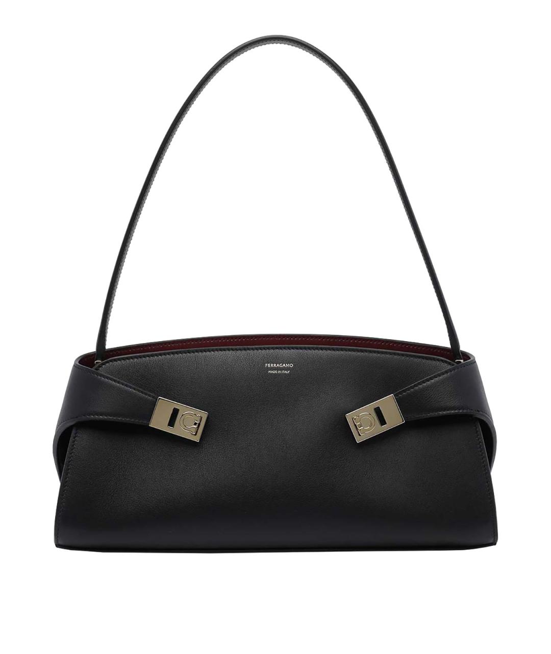 FERRAGAMO Черная кожаная сумка через плечо, фото 1
