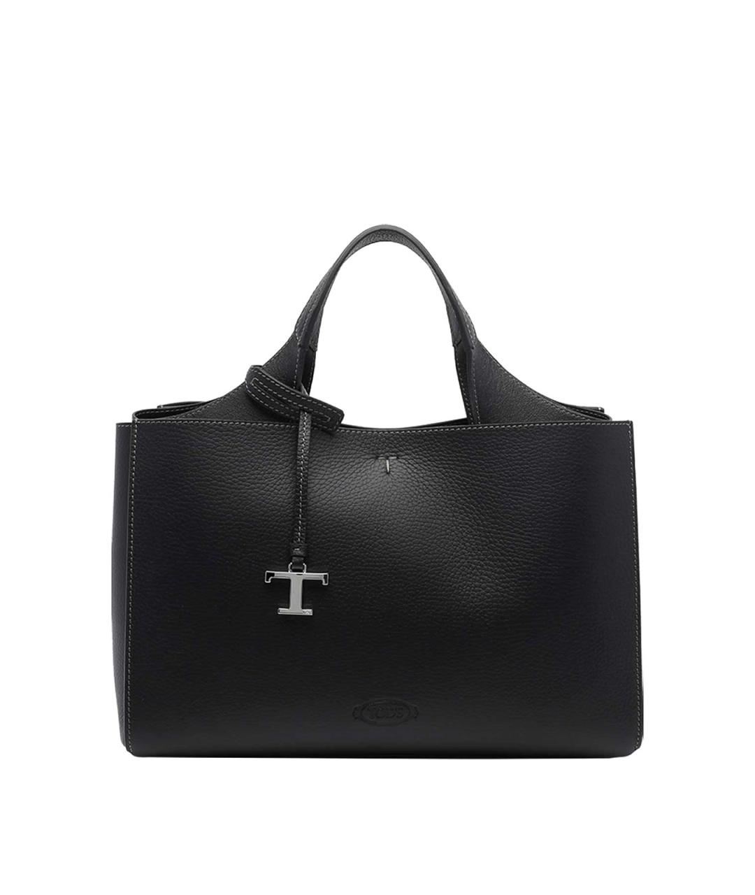 TOD'S Черная кожаная сумка тоут, фото 1