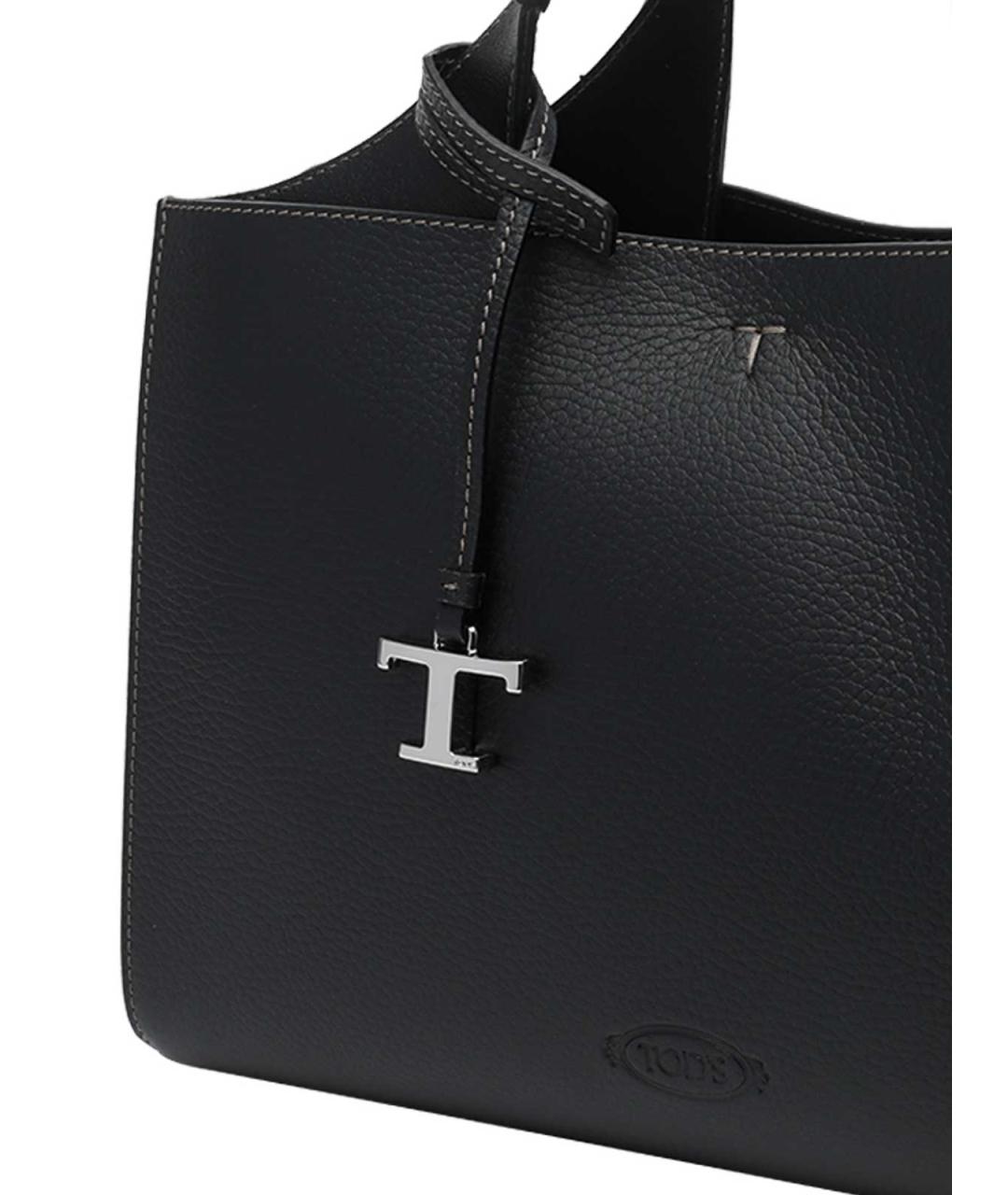 TOD'S Черная кожаная сумка тоут, фото 4