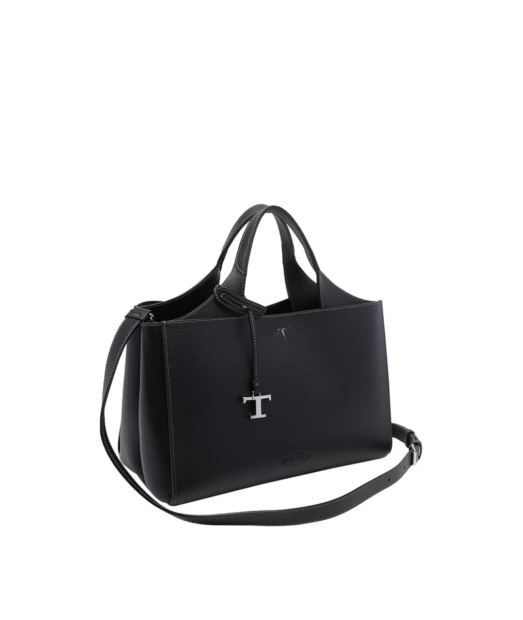 TOD'S Черная кожаная сумка тоут, фото 2