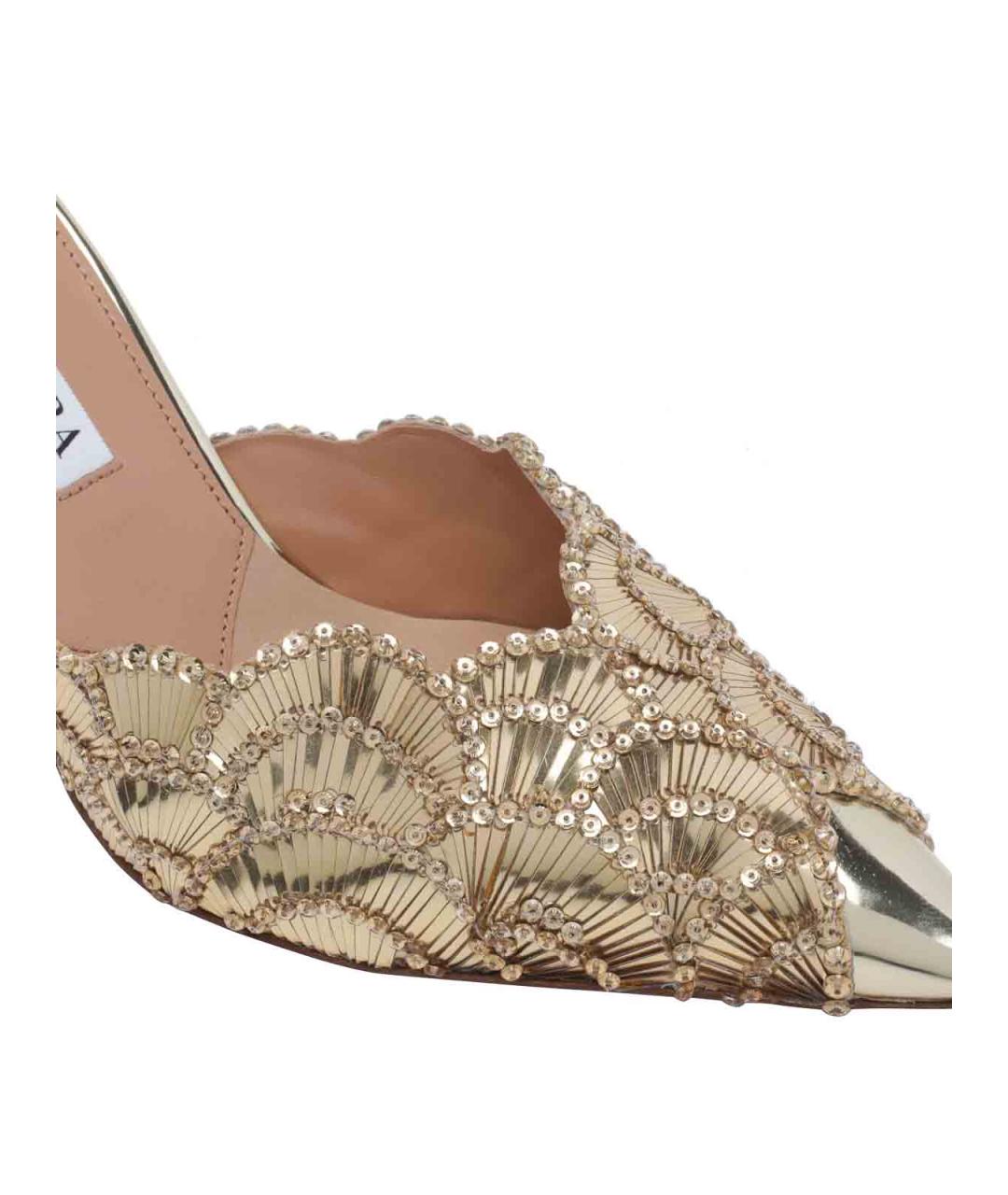AQUAZZURA Золотые мюли, фото 4