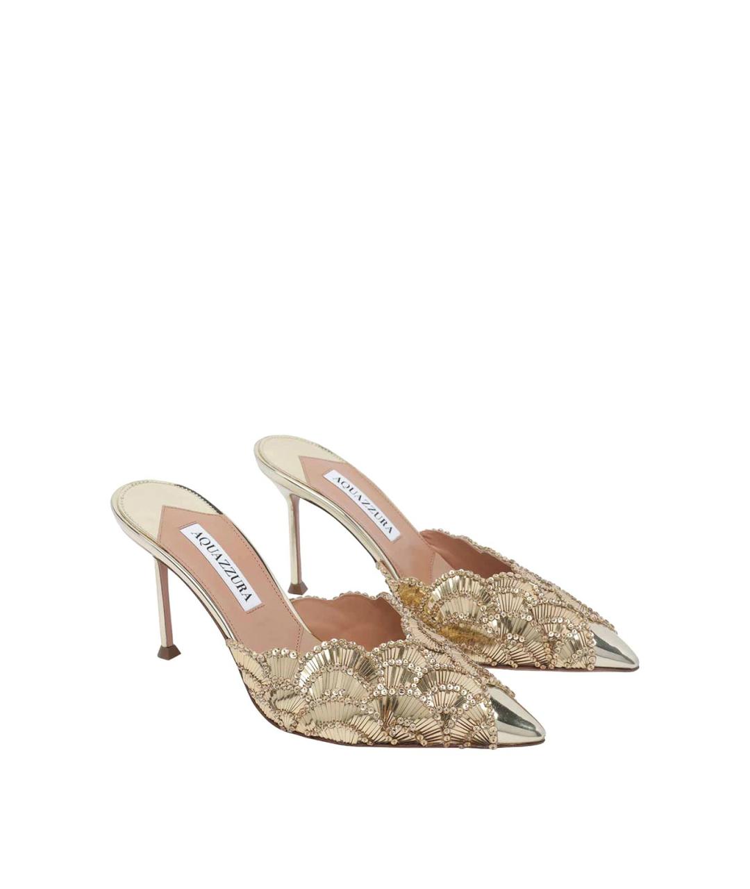 AQUAZZURA Золотые мюли, фото 2