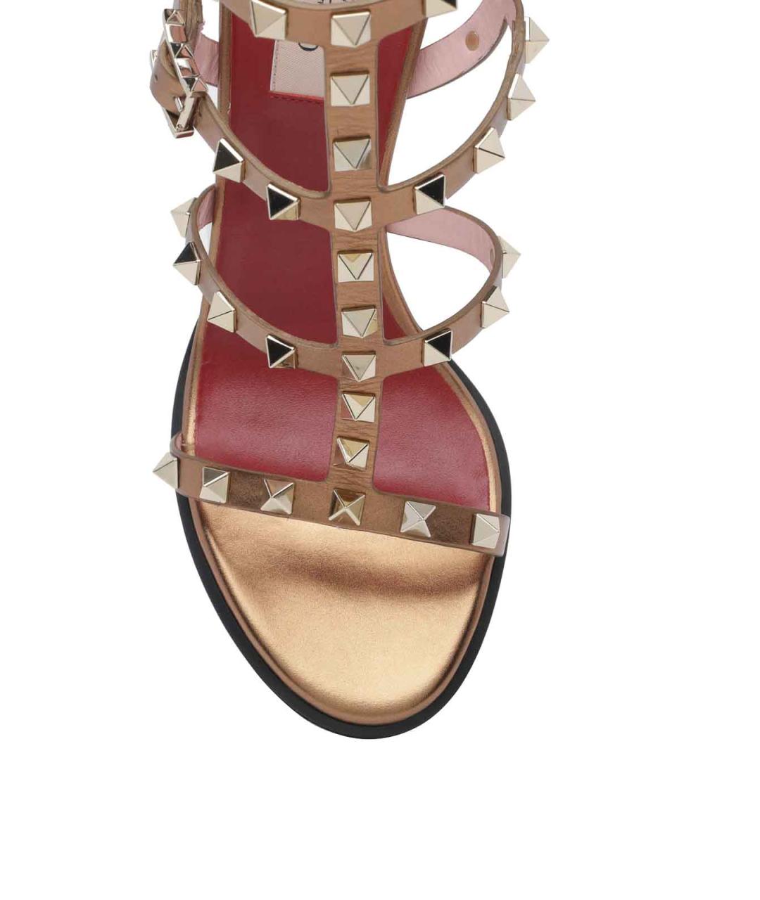 VALENTINO Золотые кожаные босоножки, фото 4