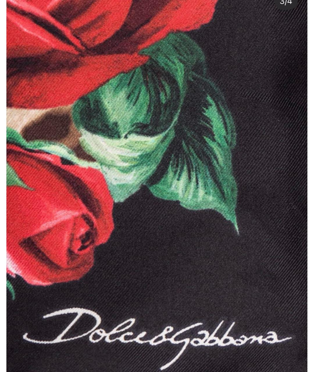 DOLCE&GABBANA Черный шелковый платок, фото 3