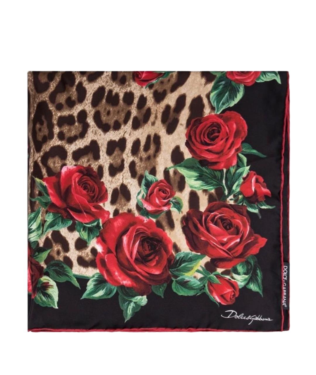DOLCE&GABBANA Черный шелковый платок, фото 1